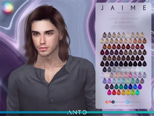 Alpha Jaime Hair by AntoSims - The Sims 4 Custom Content