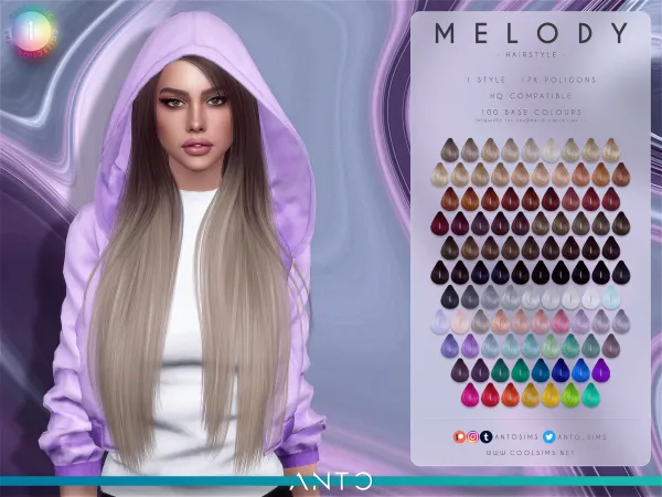Alpha Melody hairstyle by antoSims - The Sims 4 Custom Content