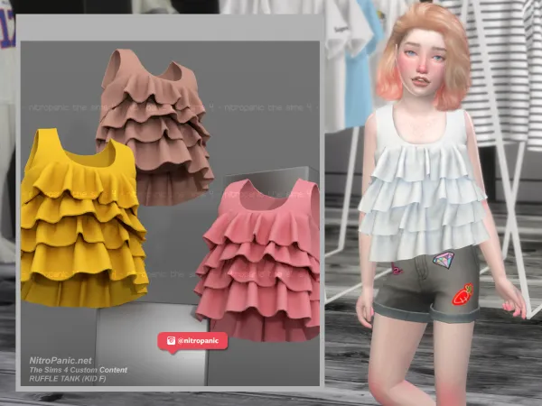 Alpha Ruffle Tank Top KID - The Sims 4 Custom Content