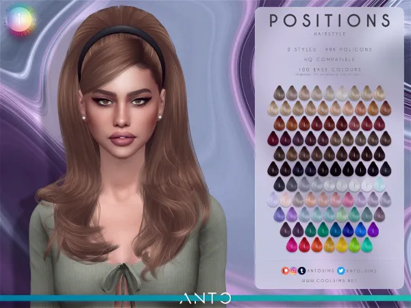 Alpha Positions hairstyle by antosims - The Sims 4 Custom Content