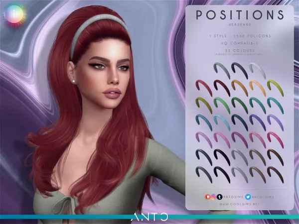 Alpha Positions Hairstyle Headband by antosims - The Sims 4 Custom Content
