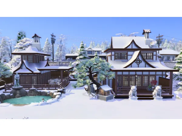 Maxis Match NO Oriental Inspired Spa House 30x20 by bradybrad7 - The Sims 4 Custom Content