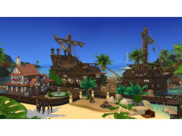 Maxis Match NO Residential Pirateship port with tavern 50x50 by bradybrad7 - The Sims 4 Custom Content