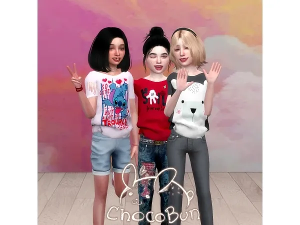 Alpha simtographies Child female shirt recolor - The Sims 4 Custom Content