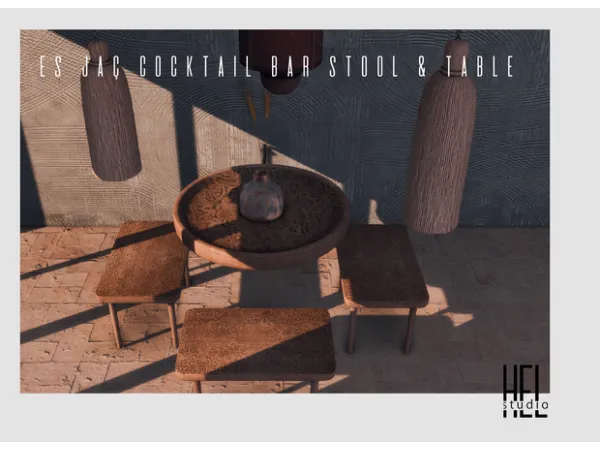 Alpha Es Jaç Cocktail Bar Stool Table More by Hel Studio - The Sims 4 Custom Content