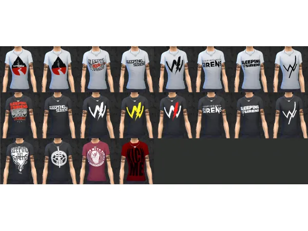 Maxis Match Sleeping With Sirens Band Tees (Two versions) by LightningBolt - The Sims 4 Custom Content