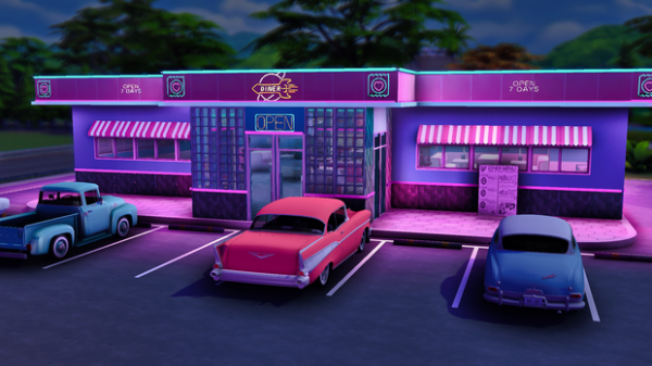 Maxis Match Lit Diner by simsfinds - The Sims 4 Custom Content