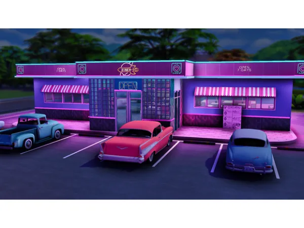 Maxis Match Lit Diner by Bean's builds - The Sims 4 Custom Content