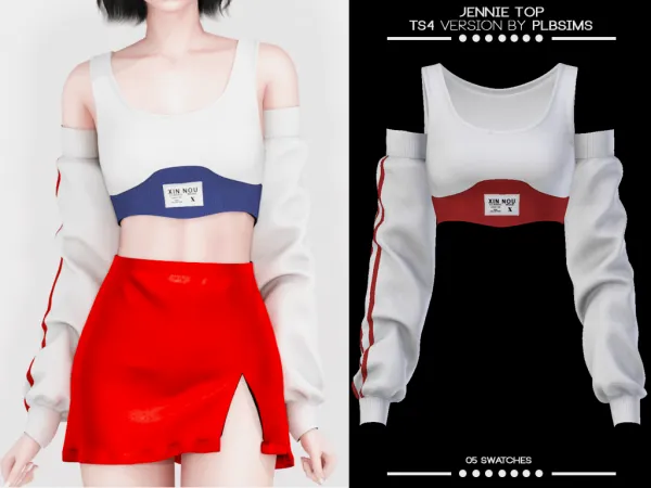 Alpha Jennie Top by plbsims - The Sims 4 Custom Content