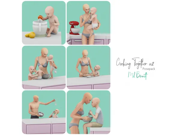 Mix Cooking Together 2 Posepack - The Sims 4 Custom Content