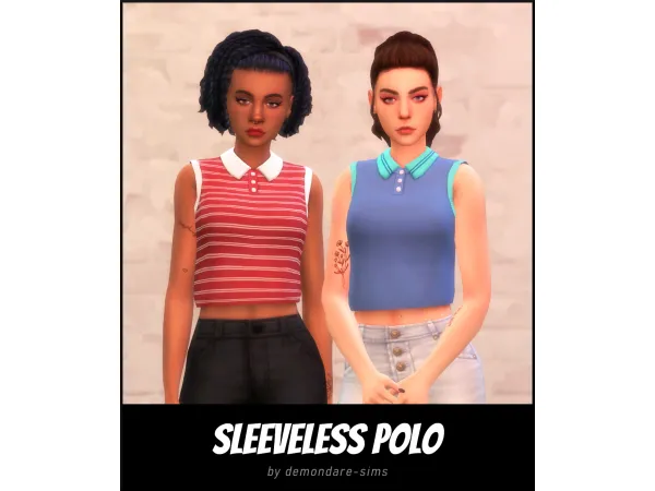 Maxis Match Sleeveless Polo by simsfinds - The Sims 4 Custom Content