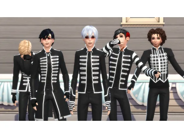 Maxis Match My Chemical Romance The Black Parade jackets and pants by LightningBolt - The Sims 4 Custom Content