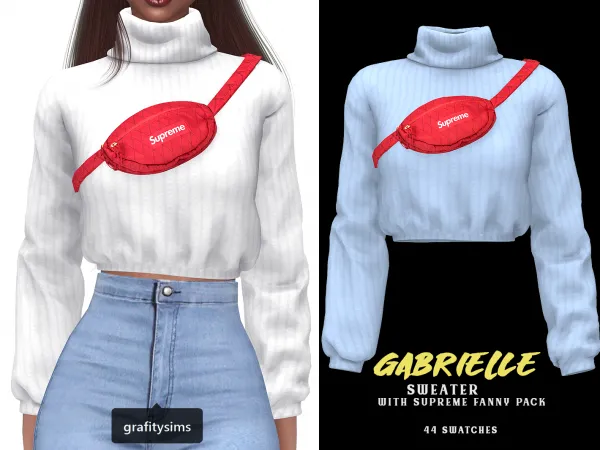 Alpha Gabrielle Sweater with Supreme Fanny Pack - The Sims 4 Custom Content