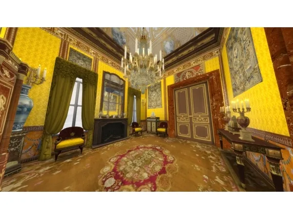 Alpha Yellow Saloon Royal palace of Madrid - The Sims 4 Custom Content