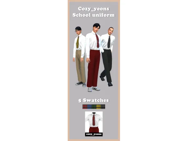 Maxis Match Cozy_yeons Male School uniform - The Sims 4 Custom Content
