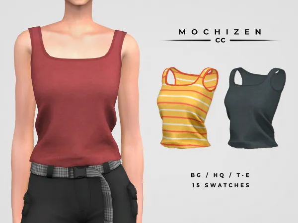 Maxis Match Mochizen Square Neck Tank Top Female by mochizen-cc - The Sims 4 Custom Content