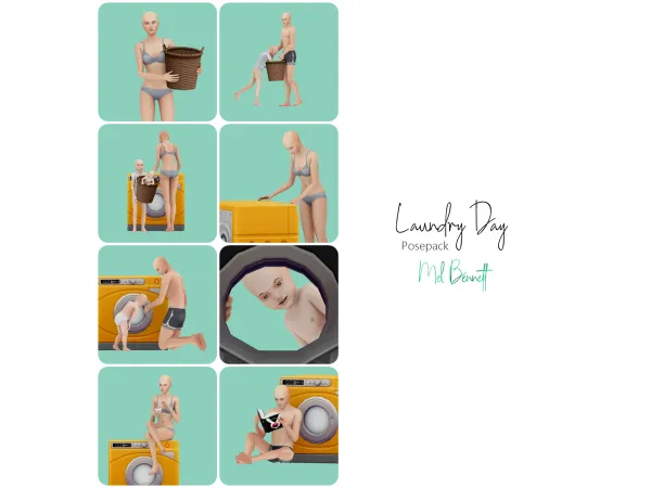 Mix Laundry Day Posepack - The Sims 4 Custom Content