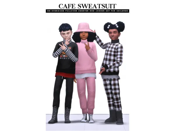 Maxis Match Cafe Sweatsuit for Kids by nucrests - The Sims 4 Custom Content