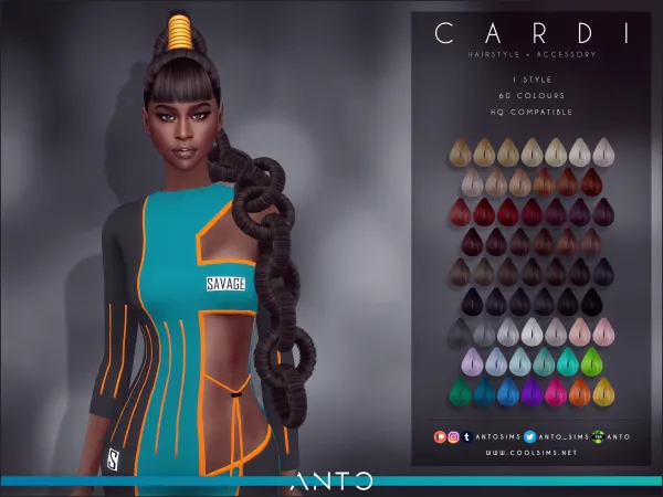Alpha Cardi Hairstyle by antosims - The Sims 4 Custom Content