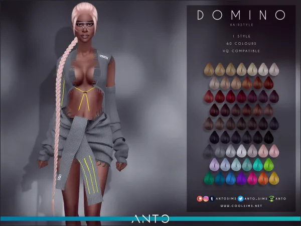 Alpha Domino Hairstyle by antosims - The Sims 4 Custom Content