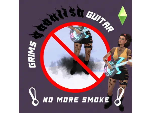 Maxis Match Grim's Guitar No More Smoke by forgiveusoursims - The Sims 4 Custom Content