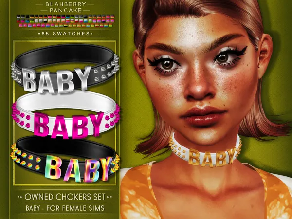 Alpha Owned Chokers Set BABY FOR FEMALE SIMS - The Sims 4 Custom Content