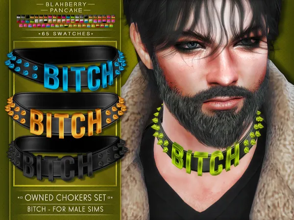 Alpha Owned Chokers Set BTCH FOR MALE SIMS - The Sims 4 Custom Content