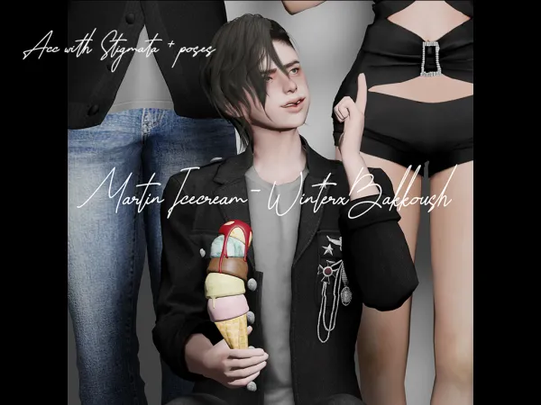Mix WinterxBakkoush Martín Icecream Acc Poses by WinterxBakkoush - The Sims 4 Custom Content
