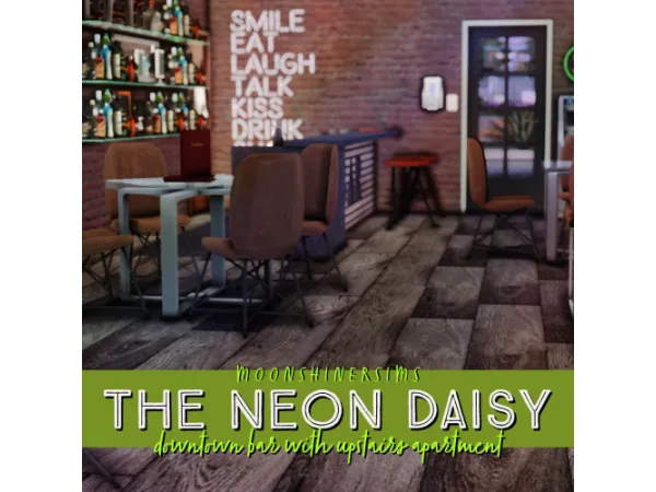 Alpha Neon Daisy Bar Lot - The Sims 4 Custom Content