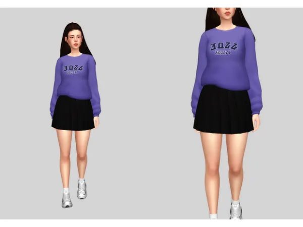 Maxis Match pleated skirt sweater by casteru - The Sims 4 Custom Content