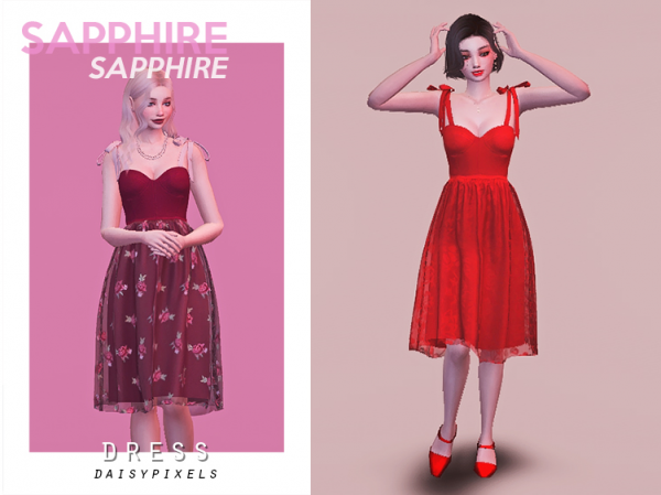 Alpha Sapphire Dress ( ) by daisypixels - The Sims 4 Custom Content