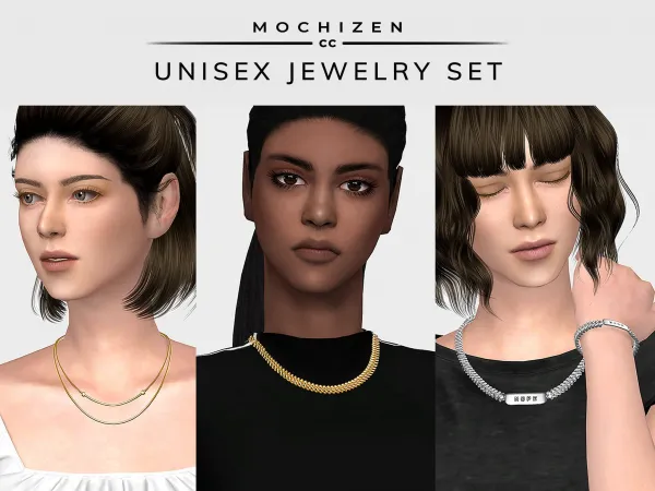 Alpha Mochizen Unisex Jewelry Set Female Vers by mochizen-cc - The Sims 4 Custom Content