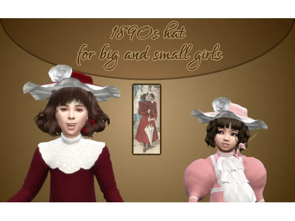 Alpha 1890s hat for big and small girls by Vintage Simstress - The Sims 4 Custom Content