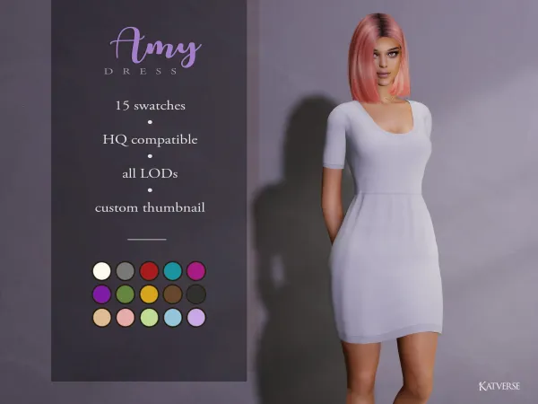Maxis Match Amy Dress by katverse - The Sims 4 Custom Content