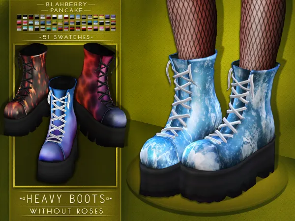 Maxis Match Blahberry Pancake Heavy Boots (F) - The Sims 4 Custom Content