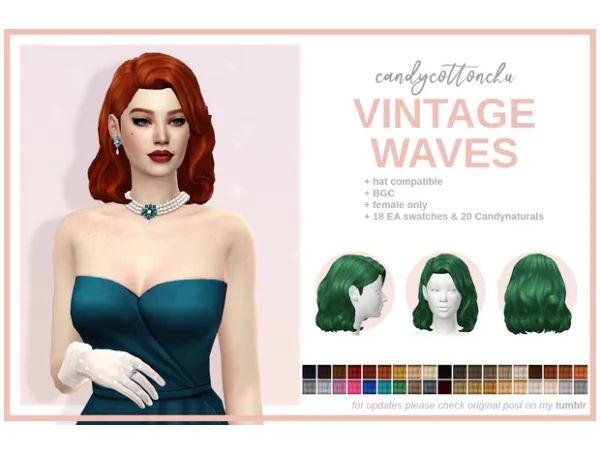 Maxis Match Vintage Waves AF hair by candycottonchu - The Sims 4 Custom Content