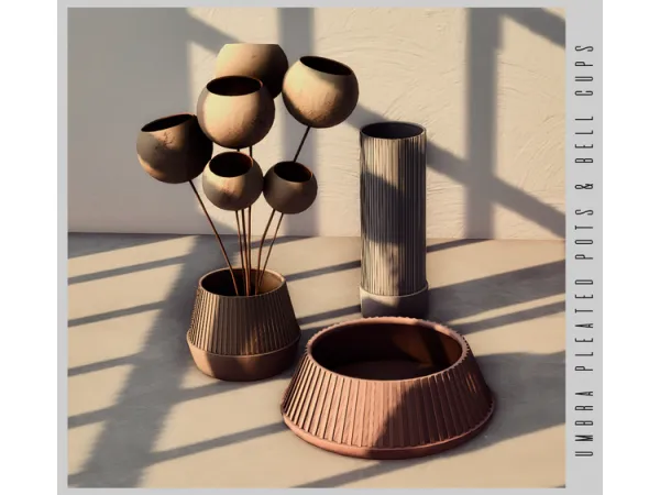Alpha Umbra Pleated Planters Bell Cups by Hel Studio - The Sims 4 Custom Content