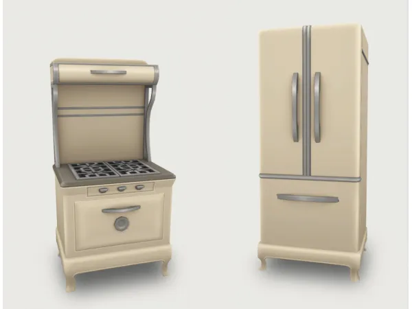 Maxis Match Country Kitchen Kit Stove and Refrigerator Base Game Compatible Recolor - The Sims 4 Custom Content