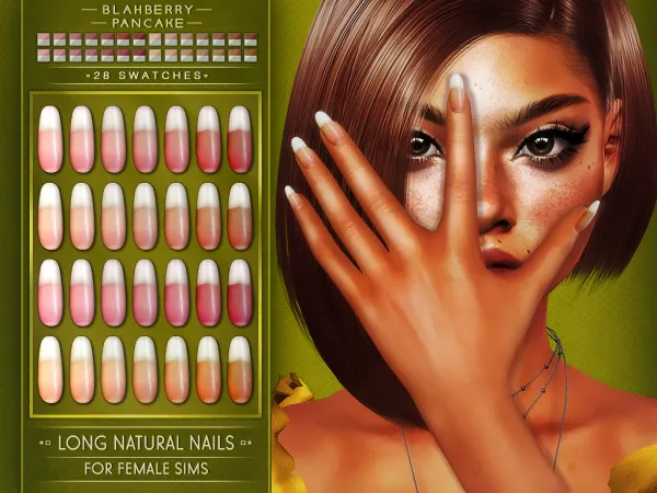 Alpha Blahberry Pancake Long Natural Nails (female) by blahberry-pancake - The Sims 4 Custom Content
