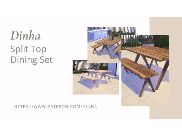 Alpha Split Top Dining Set - The Sims 4 Custom Content