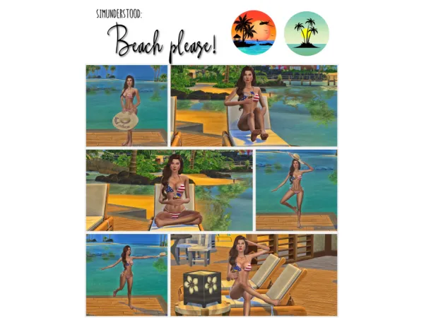 Mix BEACH PLEASE POSEPACK - The Sims 4 Custom Content