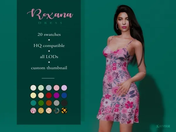 Alpha Roxana Dress by katverse - The Sims 4 Custom Content
