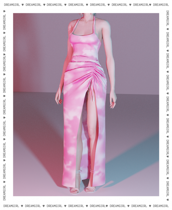 Alpha scrunched side dress by dreamgirl - The Sims 4 Custom Content