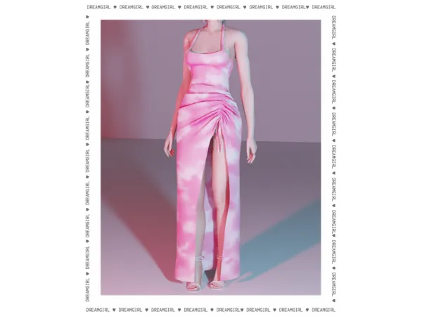 Alpha scrunched side dress by dreamgirl - The Sims 4 Custom Content