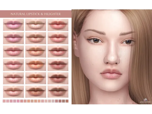 Alpha Natural Lipstick Highlighter by Lutessasims - The Sims 4 Custom Content
