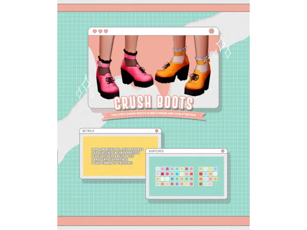 Maxis Match Trillyke's Crush Boots in Bee's Knees and Chalk Pastels Palette by cyansimblr - The Sims 4 Custom Content