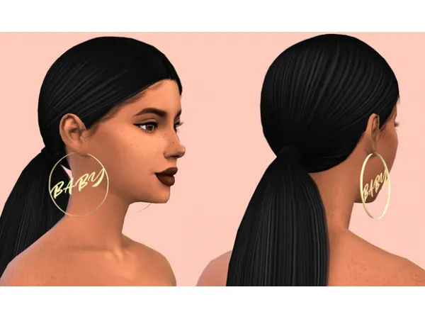 Alpha Baby Hoop Earrings by SimmerKate - The Sims 4 Custom Content