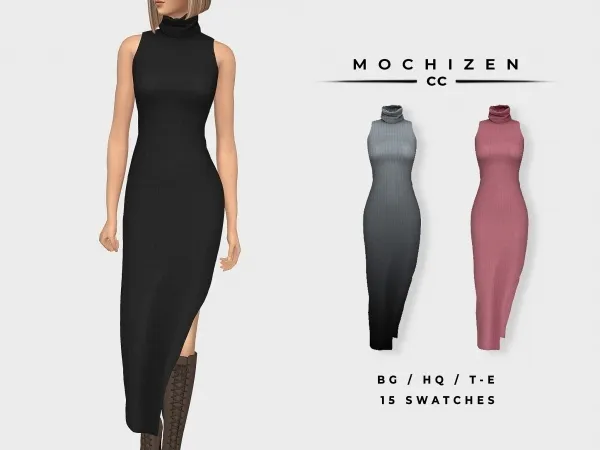 Alpha Mochizen Turtleneck Dress Sleeveless Vers by mochizen-cc - The Sims 4 Custom Content
