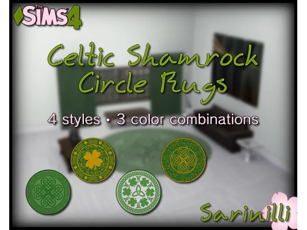 Maxis Match Celtic Shamrock Circle Rugs by Sarinilli - The Sims 4 Custom Content