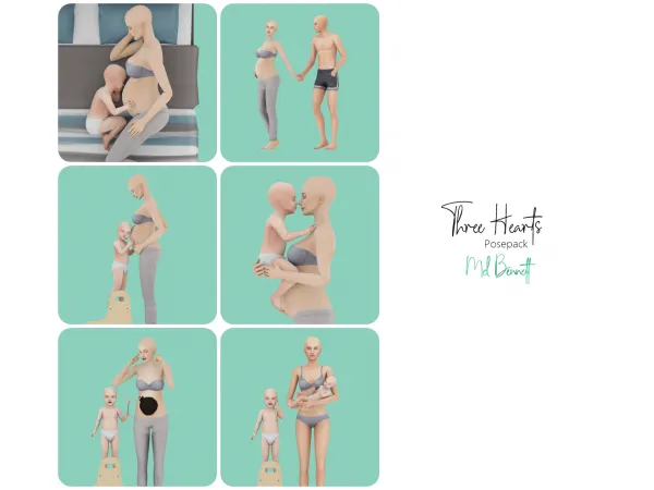 Mix Three Hearts Posepack - The Sims 4 Custom Content